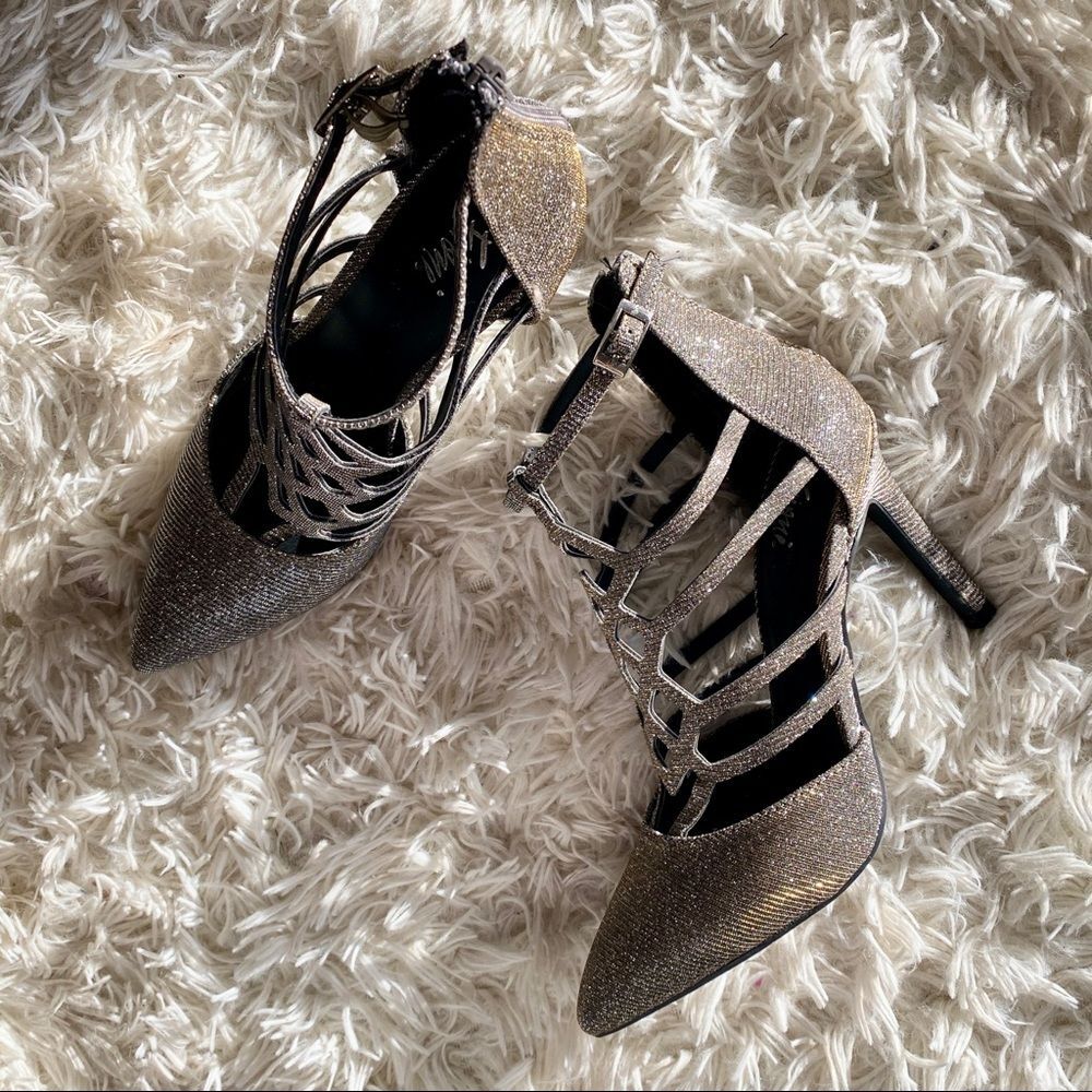 Fioni Silver Strap Heels